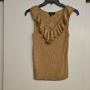 Ralph Lauren Gold Ruffle Knit Tank Top